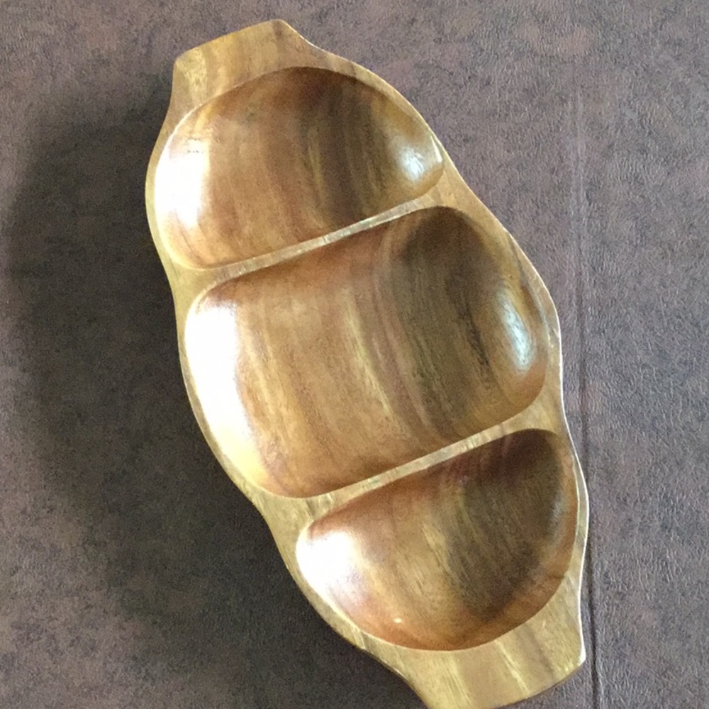 Vintage Genuine Monkey Pod Wood Handcrafted Serving Dish